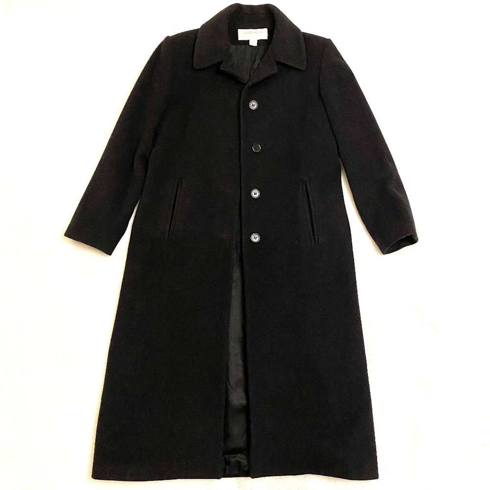 Black Wool Trench Coat (Size 4P)